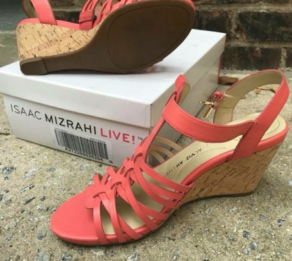 Isaac Mizrahi Live Coral Fisherman Wedges